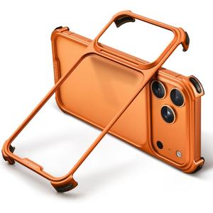 OATSBASF for iPhone 17 Pro Max Bumper Case, Metal Aluminum Frameless Slim, No Back Design Compatible with MagSafe, Shockproof Phone Case 6.9 inch, Orange