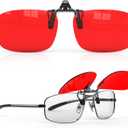 Goiteia Red Clip on Blue Light Blocking Glasses for Sleep-Block Blue & Green Light, Improve Sleep, Relieve Eye Strain and Headaches, Red Light Glasses for Screen Use