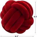 Knot Ball Pillows, Round Throw Pillow Cushion Home Decoration Soft Plush Pillow, Throw Knotted Ball Pillow Handmade Children Room Decoration Round Plush Toy Pillow (Dark Red,8.5"/22cm)