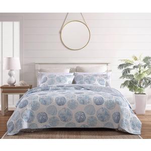 Tommy Bahama - King Quilt Set, Reversible Cotton Bedding with Matching Shams, Coastal Inspired Bedding Essentials (Ocean Isle Blue, King)
