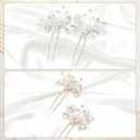 4 PCS Gold & Silver Bride Wedding Hair Pins  Pearl Bridal Hair Pieces with Flower Design, Rhinestone Decorative Hair Clips for Women  Wedding, Prom & Special Occasion Hair Accessories