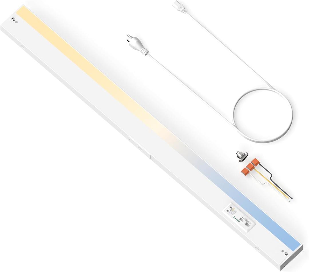 Ensenior 12 Inch LED Under Cabinet Lighting Hardwired or Plug-in Installation, 5CCT Color Selectable - 2700K/3000K/3500K/4000K/5000K, Dimmable Under Counter Lights for Kitchen, FCC, 120V, 8W 500LM