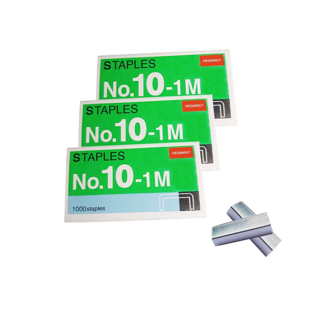 3000 Pcs No.10 Staples, For Max HD-10D,and Other Mini Stapler Using No.10 Staples (Smaller Than Standard Staple, Size: W 0.37" x H 0.19" x L 0.98") Silver