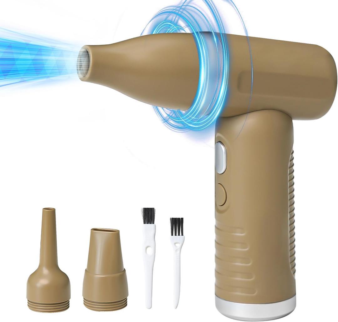 Compressed Air Duster - 3-Phase Brushless Motor, 7.2m/s Super Strong Wind, Multifunctional Jet Fan for Home, Office, Car, and More - Rechargeable and Mini Portable Design (Sandy Yellow) Compressed Air Duster - 3-Phase Brushless Motor, 7.2m/s Super Strong Wind, Multifunctional Jet Fan for Home, Office, Car, and More - Rechargeable and Mini Portable Design (Sandy Yellow)