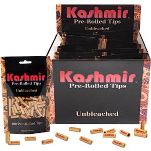 Kashmir Filter Tips Organic Unbleached  1,000 Pre-Rolled Cone Tips (10 Bags x 100)  Eco-Friendly Biodegradable Wood Fiber Tips for Rolling Papers & Pre-Rolls  Natural Rolling Accessories Bulk Pack