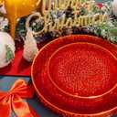 SUT 36Pcs Red Plastic Plates, Hammered Plates Disposable Heavy Duty, Red Disposable Plates With Gold Rim, Fancy Plastic plates Include 18 Dinner plate and 18 Dessert plate for Wedding