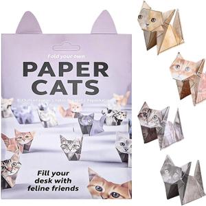 DIY Paper Cats Origami Kit, Cute Animals Shaped 3D Origami Kit, Christmas Decoration Kits, Fold Your Own Papers Cat Figures, Christmas Gifts for Men, Women (Cats)