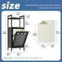 HITNET Tilt Out Laundry Hamper, Bamboo Bathroom Cabinet with Pull Out Removable Bag and 2 Tier Storage Shelves, 10 Gal Clothes Basket with Metal Handle, Black