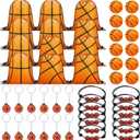Poen 48 Pcs Basketball Party Favors Include 12 Drawstring Backpack 12 Mini Basketball 12 Keychain 12 Wax Thread Braided Bracelet Inspirational Team Gift