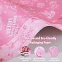 Tlenpo Christmas Wrapping Paper, with 16.4 Yd of Ribbon, Greeting Cards, Gift Tags & Stickers, 8 Sheets Xmas Gift Wrap Paper Suitable for Christmas Winter Holiday New Year Party Decoration, 19.6"  28.3" (Pink)