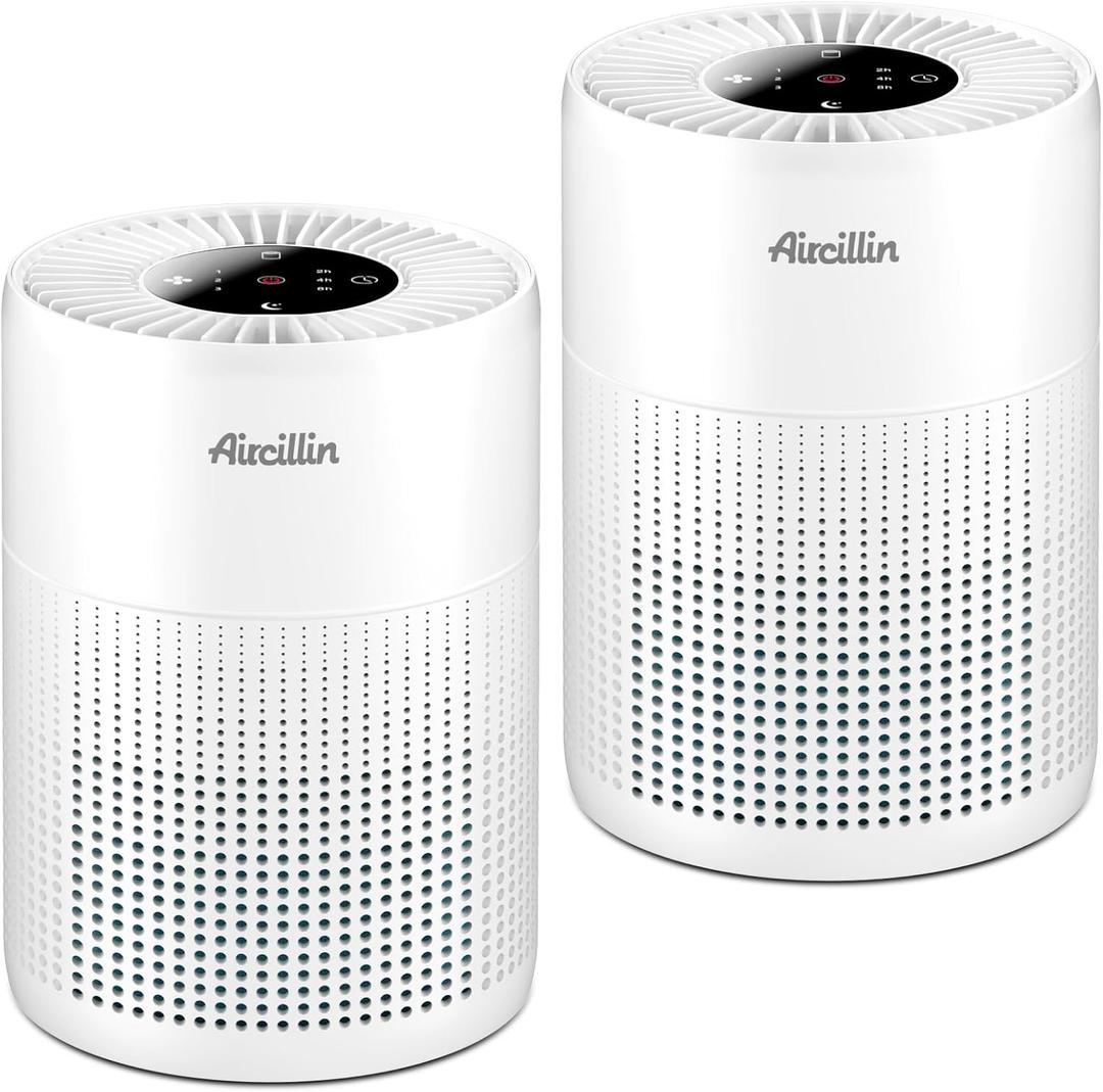 2 Pack Air Purifiers for Bedroom H13 True HEPA Air Filter Cleaner, Odor Eliminator, Remove Smoke Dust Pollen Pet Dander, Night Light For Home Living Room Dorm, Quiet 24dB Filtration System