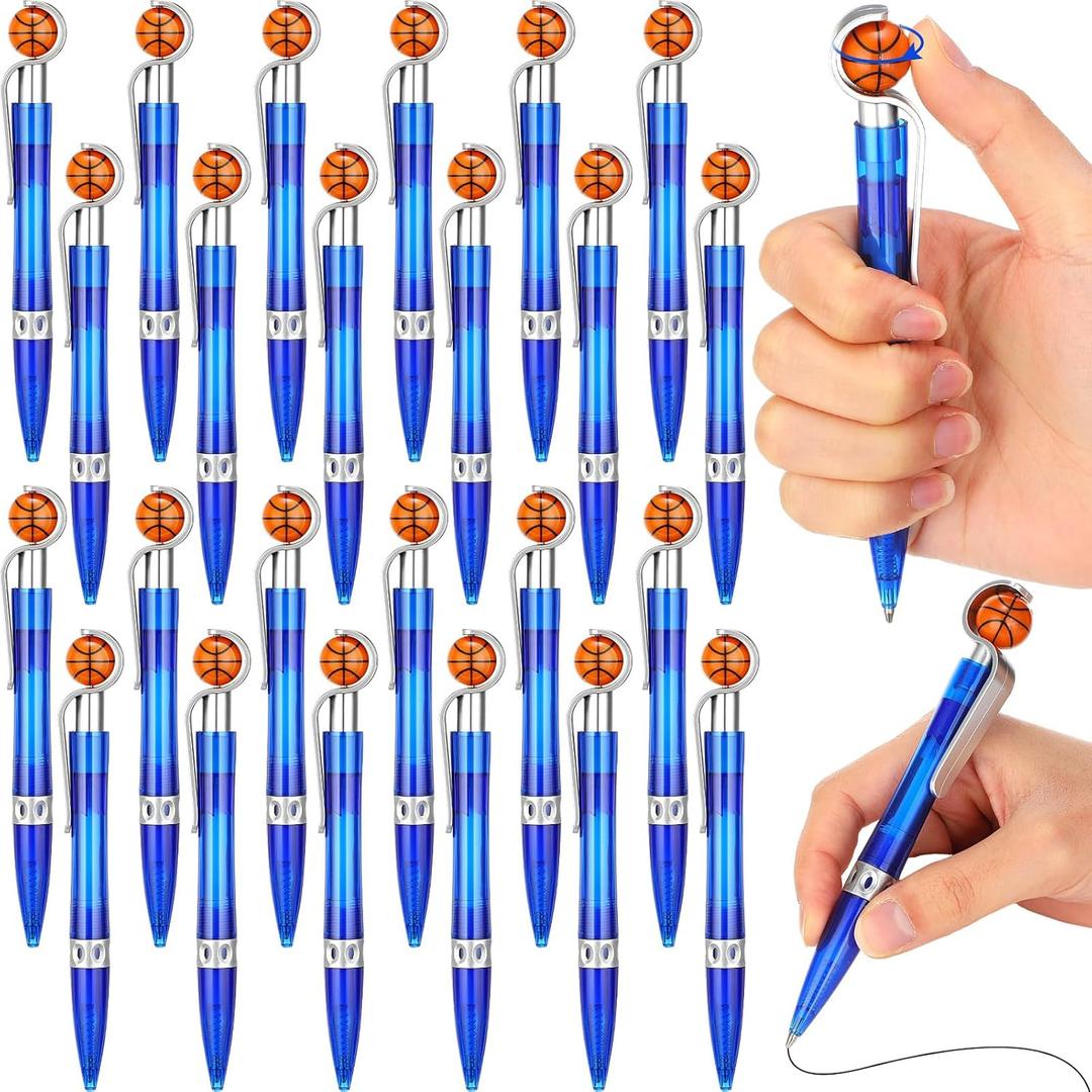 Zhanmai 24 Pcs Novelty Basketball Pens Sports Ballpoint Pen Basketballs Party Favors Basketballs Desk Pens Cool Writing Pen for Stationery Office Supplies Decor(Blue, Basketball)