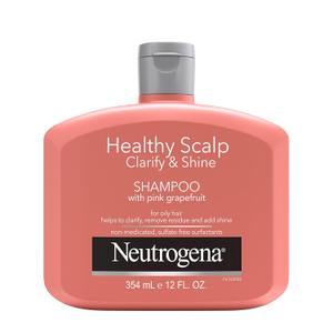 Neutrogena Exfoliating Healthy Scalp Clarifying Shampoo for Oily Hair & Scalp, Pink Grapefruit pH-Balanced Anti-Residue Formula Adds Shine, Sulfate, Paraben & Phthalate-Free, Color-Safe, 12 Fl Oz
