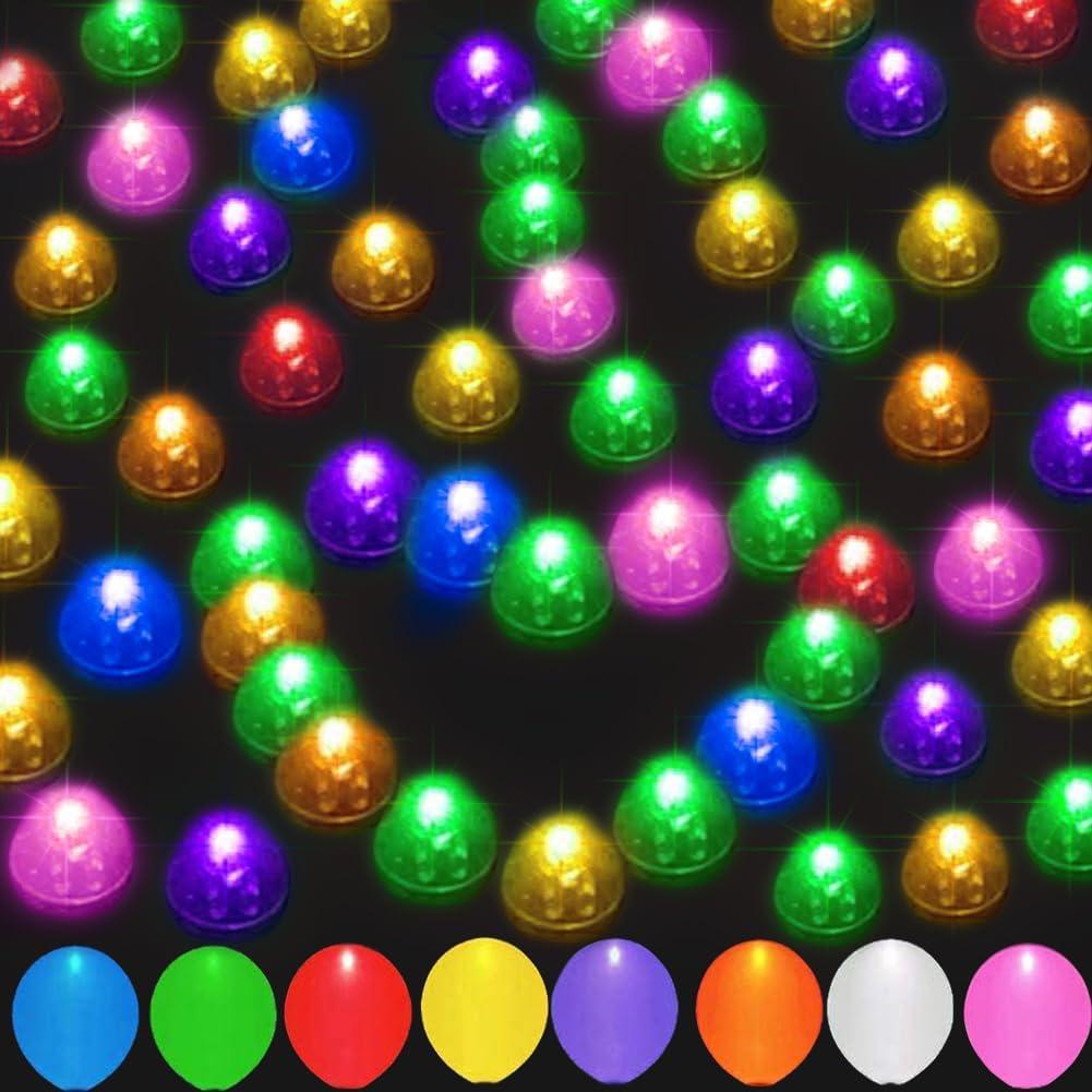 JJGoo 50pcs LED Balloon Light Mini Round Balls Lights, Waterproof Tiny Led Lights for Paper Lantern Easter Eggs Birthday Party Wedding Halloween Christmas Decoration (Mixed Color)