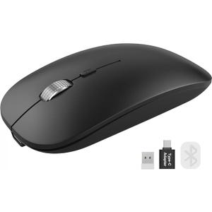 SABLUTE M31 Bluetooth Mouse for MacBook Pro/Air, iPad - Rechargeable Tri-Mode Wireless Mouse for 3 Devices (BT 5.2 + 2.4G), Sleek Slim Silent Mouse for Surface, Windows, Black