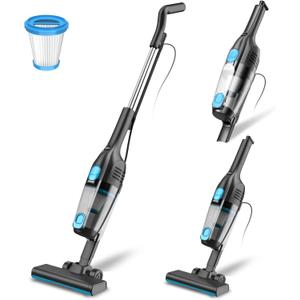 Corded Stick Vacuum Cleaner, 20000pa Powerful Suction Stick Vacuum with 16Ft Cord, 2 in 1 Lightweight Vacuum Cleaner for Hard Floor Pet Hair - Blue (Blueblack)