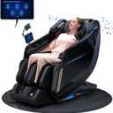 57" SL-Track 4D Massage Chair Full Body Zero Gravity Massage Chair Recliner Shiatsu with Heat, AI Voice Control, Foot Roller & 3-Zone Heating - Home Electric Massager for Mom/Wife/Dad/Home Office (Black)