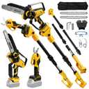 4-in-1 Cordless 8 Inch Pole Saw & Pruning Shears for Dewalt 20V, No Battery