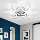 Modern LED Ceiling Light Fixture, Chrome Close to Ceiling Lighting Fixtures, 72W Dimmable Flush Mount Ceiling Light with Remote for Living Room, Bedroom, Dining Room