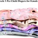 Female Dog Diapers 5Pcs - Premium Reusable Diapers for Doggie in Heat - Highly Absorbent Dog Diapers Female for Pet Incontinence with Adjustable Snaps, Flowers, M
