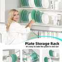 Plate Organizer for Cabinet (2-Pack),Kitchen Dish Rack Organizer for Cabinet Countertop Drawer Space Saver8 Slots Vertical Plate Holder Storage Rack, Housewarming Kitchen Gifts for Women (White)
