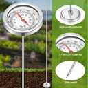 Tellegloww Compost Thermometer 39.4 Inch Stem Composting Soil Thermometer Waterproof Soil Temperature Thermometer, Fahrenheit and Celsius, Stainless Steel, with Composting Temperature Guide