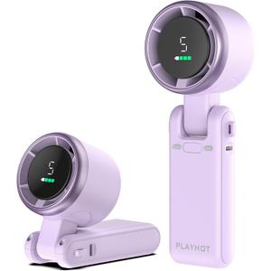 Portable Handheld Turbo Fan, 5-Speed Personal Fans, 5000mAh Rechargeable Fans Up to 12 Hours, Weight only 0.6lb Small Fan, Hand/Neck/Desk Fan 3 IN 1, Beach Vacation Essentials(Purple)