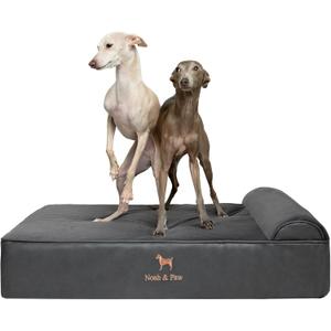 NOAH & PAW Large Dog Bed, 35x25x8.7 Inch, Orthopedic Dog Beds, Eggshell Memory Foam Infused with Cooling Gel, Waterproof, Machine Washable, Includes Inner Cover (Faux Leather) (Charcoal)