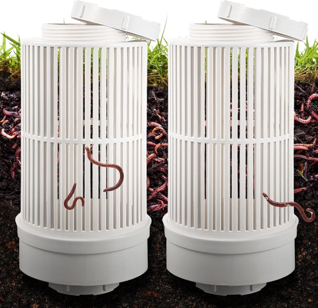 Blosssound 2 Pcs Inground Worm Composter Outdoor Farm Compost Bin Reducing Food Waste Composting Systems Sustainable Worm Composter for Raised Garden Beds at Home(13.39 x 6.3 x 6.3 Inch)