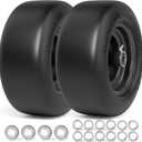 11x6.00-5 Lawn Mower Tires Flat Free, Zero Turn Mower Front Tires, 11x6-5 Solid Mower Wheel for Residential and Commercial, 3/4" and 5/8" Bearing, 6"- 8" Center Hub, 2Pack Black, 400Lbs