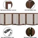 Wooden Dog Gate Freestanding Foldable 6 Panel Pet Gates Extra Wide Dog Gates for Indoor Doorways Stairs 24in Height Support Feet Included