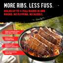 SHIZZO Rib Rack for Smoking & Grilling, Holds up to 4 Full Racks of Ribs, Foldable Design, Fits Large Gas Smoker or Charcoal Grill, Perfect BBQ Accessory, Smoker Accessories, Gifts for Men, Father