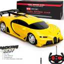 Remote Control Car, Rechargeable High Speed Drift RC Cars Toys for Kids Boys Girls Age 6 7 8-12,1/18 Super Vehicle with Headlight Yellow Racing Hobby Xmas Birthday Gift for Kid