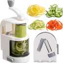 Vegetable Spiralizer 4-IN-1 Rotating Blade Veggie Spiralizer Zucchini Noodle Maker with Strong Suction Cup Spiral Vegetable Cutter Slicer - White