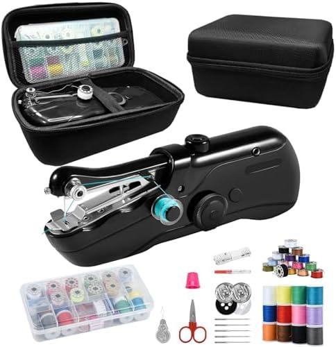 Handheld sewing machine, beginner's sewing kit with storage, two power supply modes, electric switch, simple operation, portable mini sewing machine, beginner's sewing machine.Black