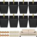 TURSTIN 8 Pack 3 Inch Furniture Legs Plastic Sofa Couch Legs Square Tapered Feet Sofa Legs with M8 T-Nuts Screws for Legs Sofas Chairs Cabinets Dressers Beds, Black