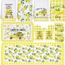 Fourluoo 10 Pcs Lemon Kitchen Decor Set Dish Towels Kitchen Rugs Oven Mitts and Pot Holders for Cooking Baking Grilling Women Mom Gift