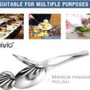 Teivio Stainless Steel Metal Serving Utensils - Large Set of 9-10" Spoons, 10" Slotted Spoons, and 9" Tongs (Silver)