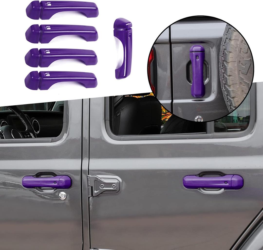 Door Handle Cover & Tailgate Handle Cover Inserts Exterior Accessories Fit for 2018-2025 Jeep Wrangler JL JLU 2/4 Door (Purple)