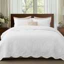 Bedsure Quilts Queen Size - Ultra Soft Pre-Washed Cloud-Like Bedding, All-Season Lightweight Comforter for Country Bedroom, Leaf Design Coverlet in Pure White, 90 x 96 Inches | Stitch-Free Quilting, Ultra Soft, Lightweight, Machine Washable, Pet-Friendly