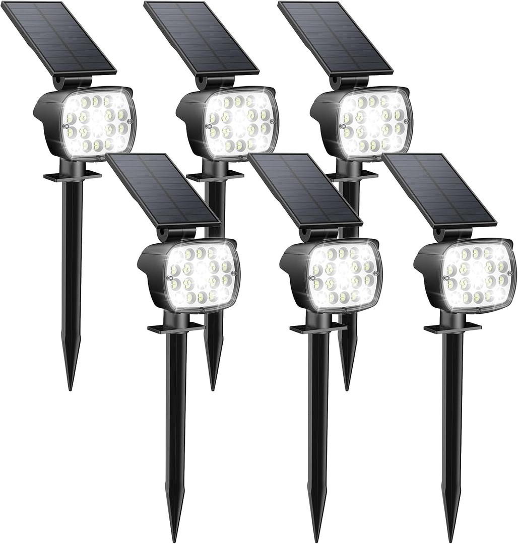 Kaxiida Solar Spot Lights Outdoor Waterproof - 2026 Upgrade 3 Level Ultra Bright Spot Lights Uplights, LED Landscape Spotlight for Tree, Pathway, Wall, Adjustable Solar Panel Auto On/Off (CoolLight)