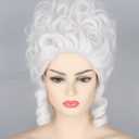 Topcosplay Halloween Costume Party Wigs for Women Girls White Powdered Wig Short Beehive Wigs Renaissance Wig