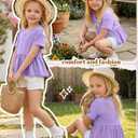 LessonZoo Girl's Short Sleeve Tops Causal Kids Peplum Babydoll Tunic Tees Ruffle Hem Summer Blouses Size 4-15 Years(Taro Purple,7-8 Years)