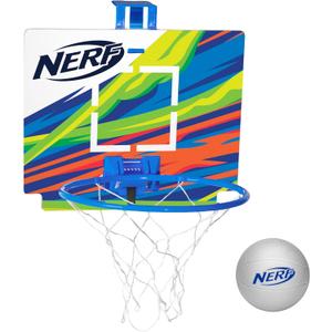 Nerf Nerfoop - The Classic Mini Foam Basketball and Hoop - Hooks On Doors - Indoor and Outdoor Play - A Favorite Since 1972 (Blue)