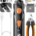 Dog Nail Grinder with 2 LED Lights Powerful 2 Speeds Super Quiet Dog Nail Trimmers with 3 Grinding Wheels Rechargeable Pet Dog Nail Clippers for Large Medium Puppy Dogs Dog Nail File Cat Nail Clipper (Whisper Quiet-Black)
