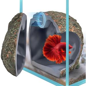3rd-Gen Magnetic Aquarium Cave, Realistic Magnetic Rocks Fish Tank Decor with Strong Magnet, Resin Pleco Hideout for Betta, Cichlid and Shrimp, Easy Viewing Shelter for Small Fish and Reptiles