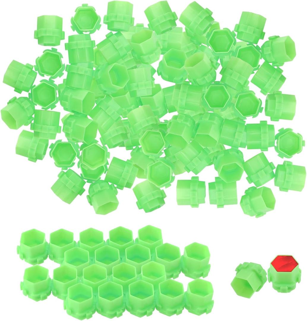 600Pcs Honeycomb Ink Caps, Plastic Green Ink Caps Honeycomb Shape, Anti-Rollover Pigment Container for Art