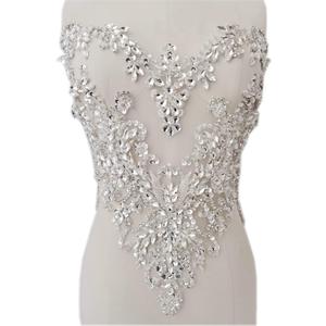 Handmade Rhinestones lace Applique handsewing Beads Sequins Trimming Patches for Dress Clothing Accessories More Colour (Silver)