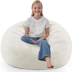 2FT Bean Bag Chair, Comfy Bean Bag Chairs with Memory Foam Filled, Fluffy Beanbag Sofa with Dutch Velvet Cover, Teardrop BeanBag Chairs for Living Room, Playroom - Beige (2FT-28"x28"x22")