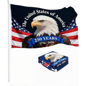 US 250 Flag, 250th Anniversary USA Double-Sided 3-Ply Outdoor Flag, 3x5 ft Patriotic Yard Banner for 4th of July, Independence Day & Patriotic Home Decor (Eagle)